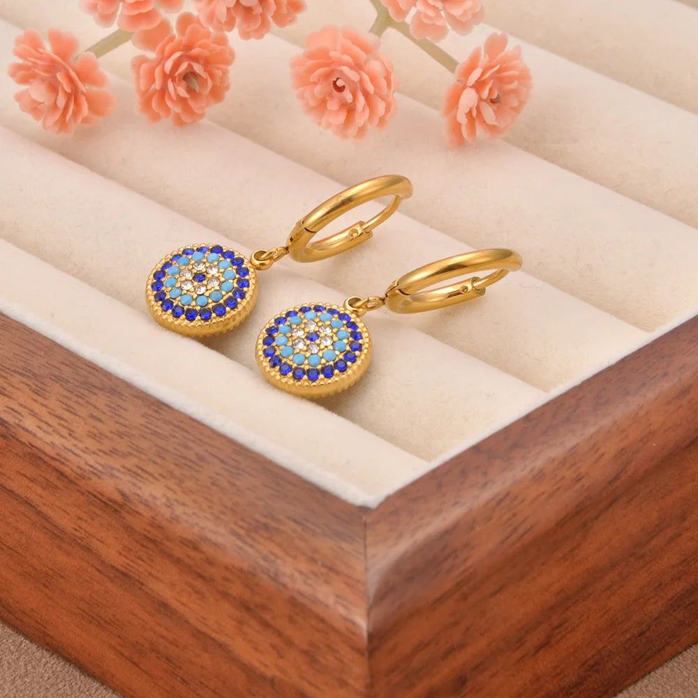 Azure Guardian – Turkish Evil Eye Earrings