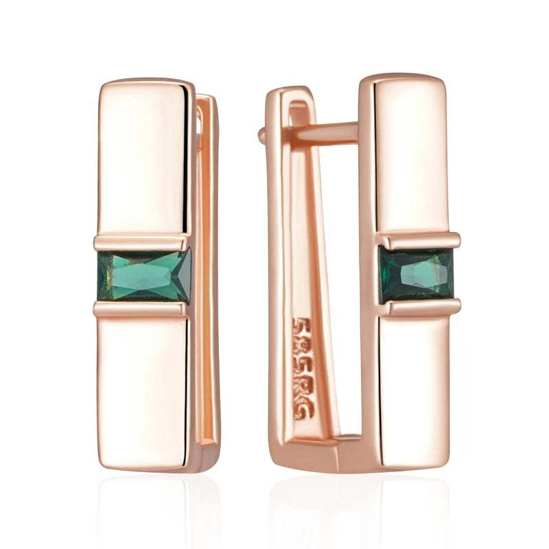 Emerald Whisper – Vintage Square Drop Earrings