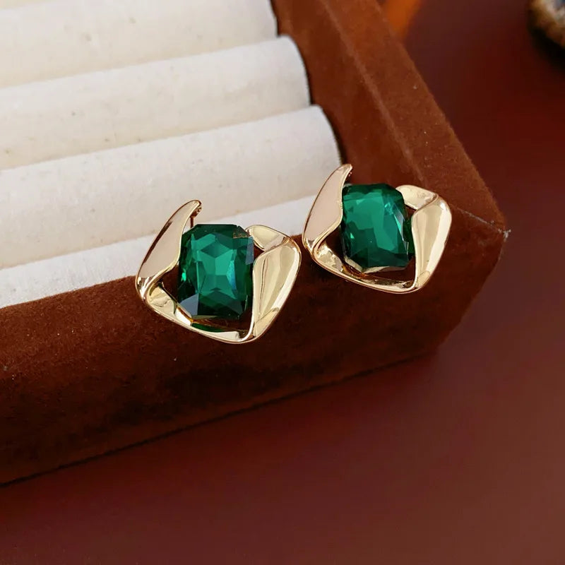 Green Square Necklace & Earring Set