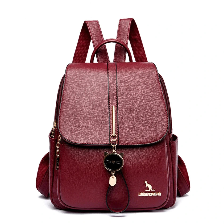 Luxury Soft Leather Women’s Backpack – Large Capacity Fashion Rucksack