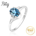 Deep Sea Elegance: POTIY Natural London Blue Topaz Solitaire