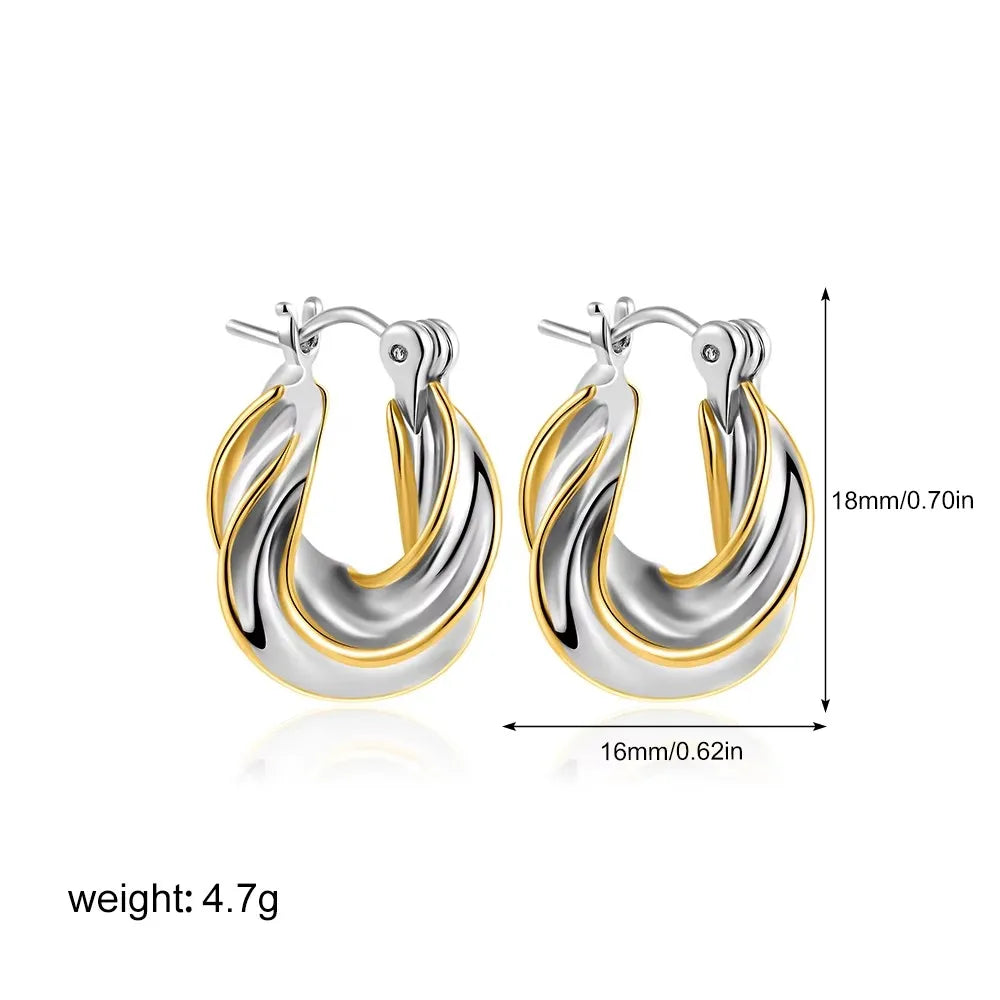 Modern Contrast: Bi-layer U-Shape Colorblocked Huggie Hoops