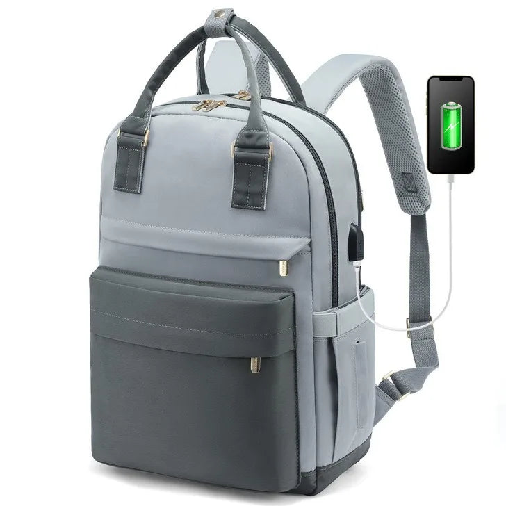 Waterproof Nylon Backpack with USB Port for 15.6” Laptop