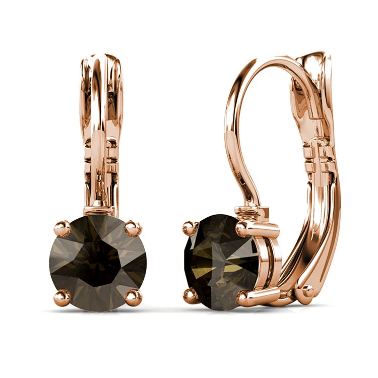 Crystalline Purity: Yolora Round Cut Swarovski Drop Earrings
