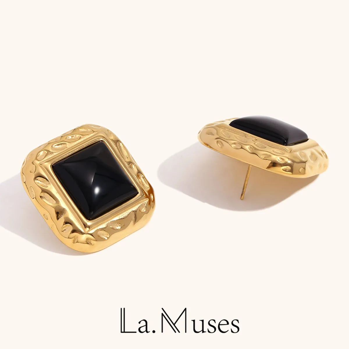 Urban Edge Geometric Black Acrylic & Stainless Steel Studs