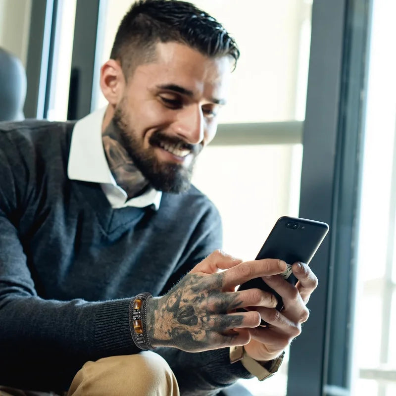 Tiger Eye Leather Bracelet with Natural Gemstones