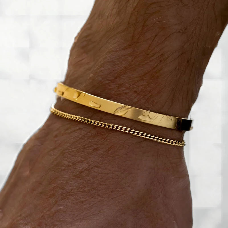 Stackable Silver & Gold Tone Men’s Bracelet Set