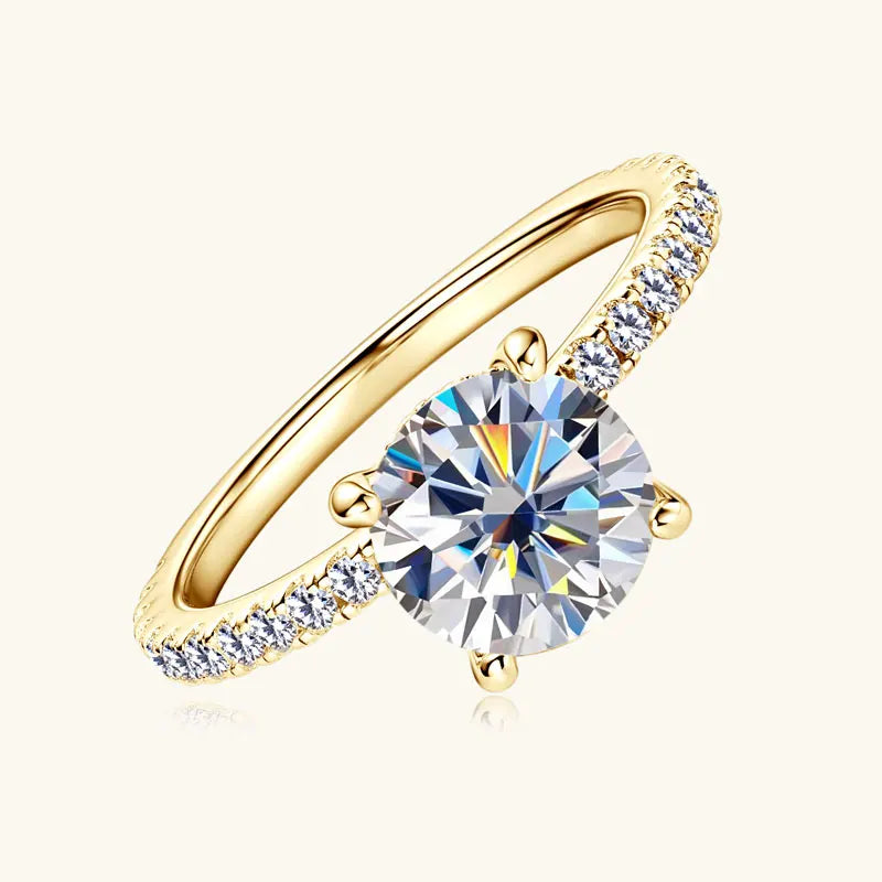 Moissanite solitaire ring 925 sterling silver plated 18k gold radiating love