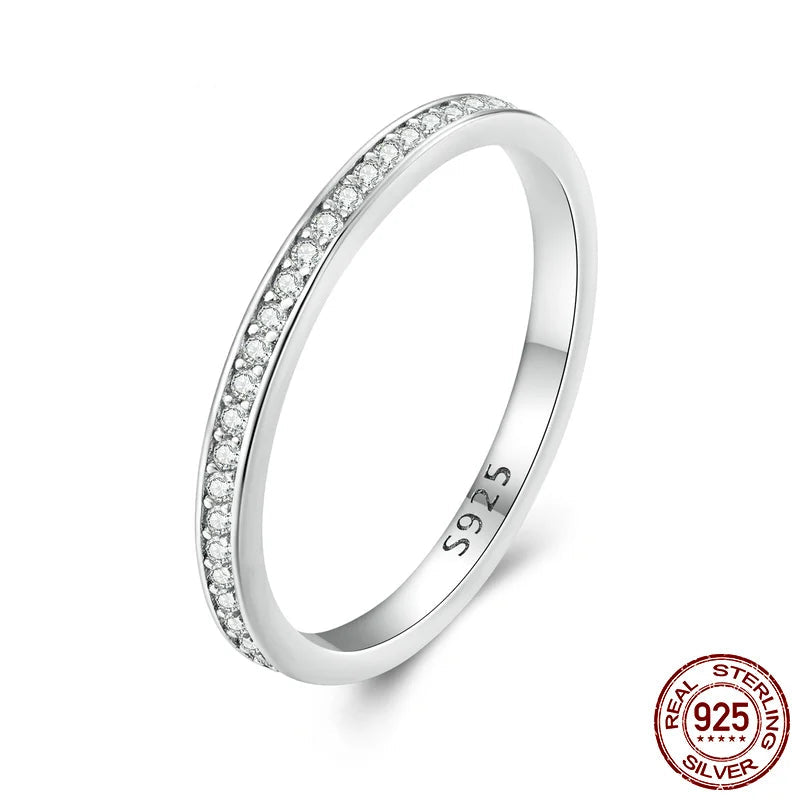The Radiant Moissanite Eternity Band in Platinum Plated Silver