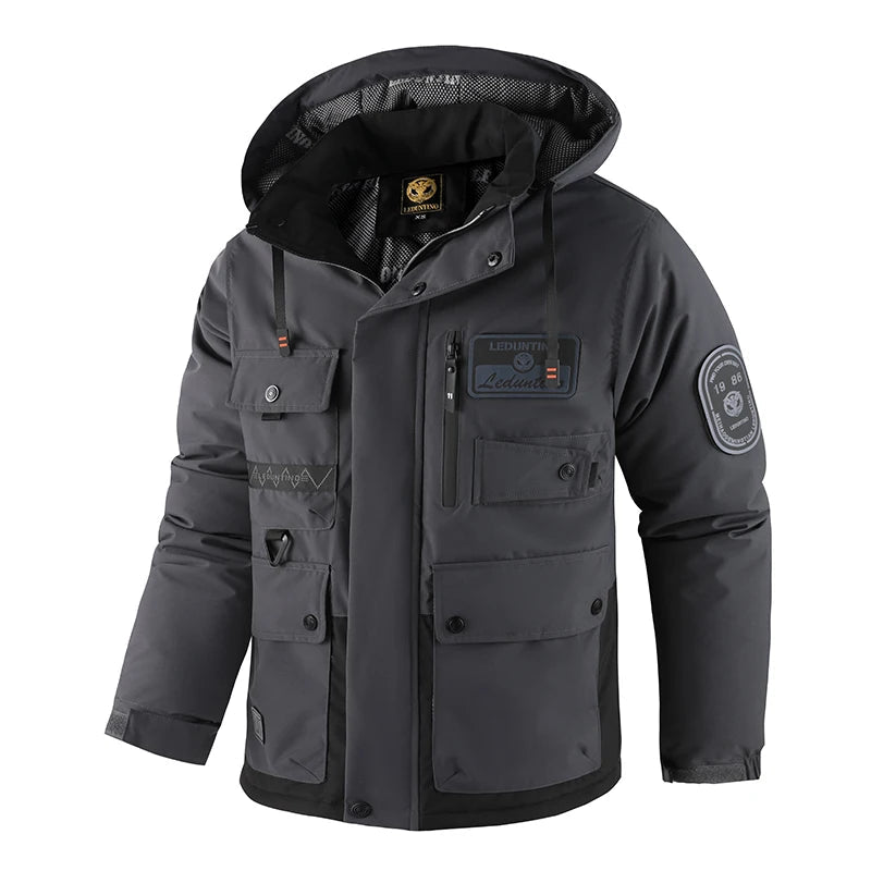 Men’s Detachable Hood Cotton Jacket Casual Windbreaker for Autumn & Winter