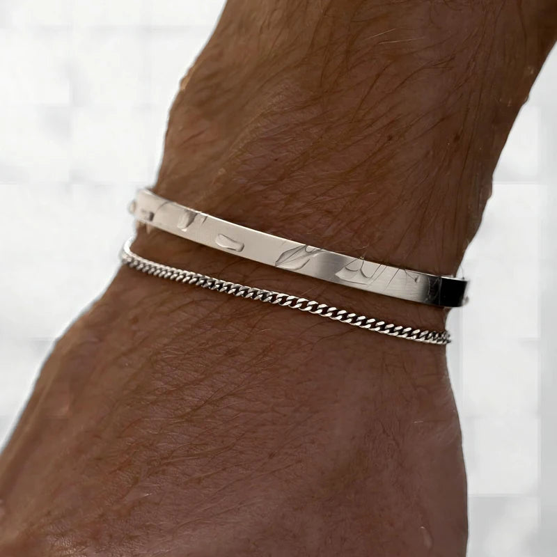 Stackable Silver & Gold Tone Men’s Bracelet Set