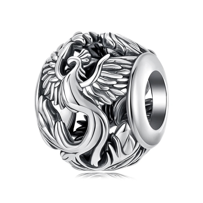 The Mythical Phoenix and Flying Dragon Sterling Silver Charm