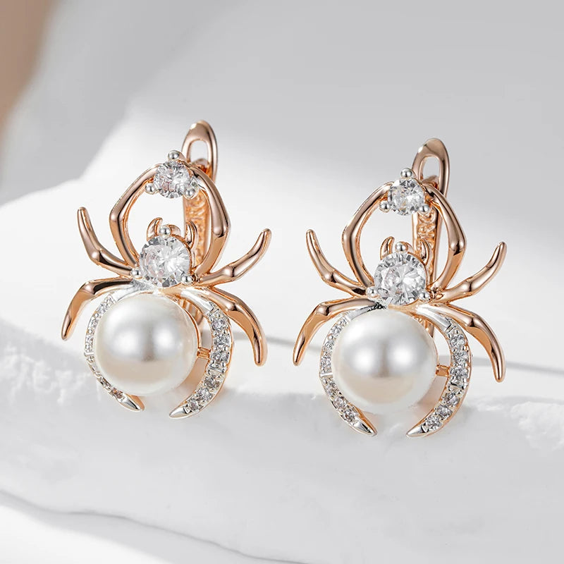Earrings The Weaver’s Charm – Punk Spider & Pearl Drops