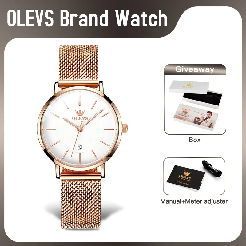 Luminous Sophistication OLEVS Ultra-Slim Mesh Watch