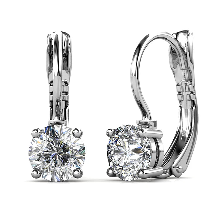 Crystalline Purity: Yolora Round Cut Swarovski Drop Earrings