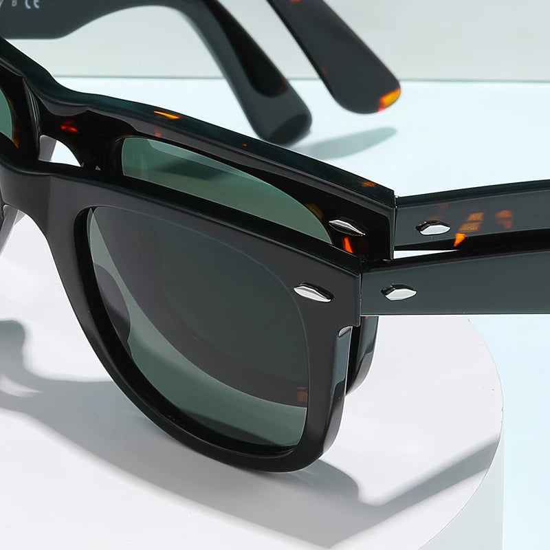 Classic Acetate Sunglasses with Glass Lenses - Man