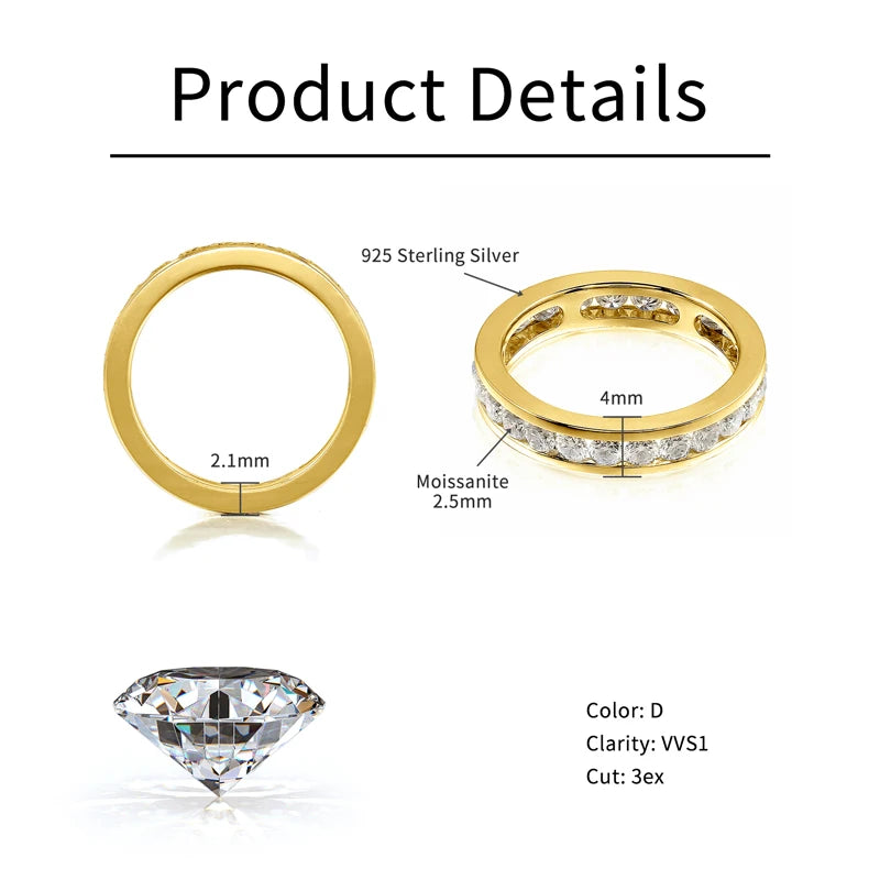 925 Sterling Silver Moissanite Eternity Ring Eternal Commitment