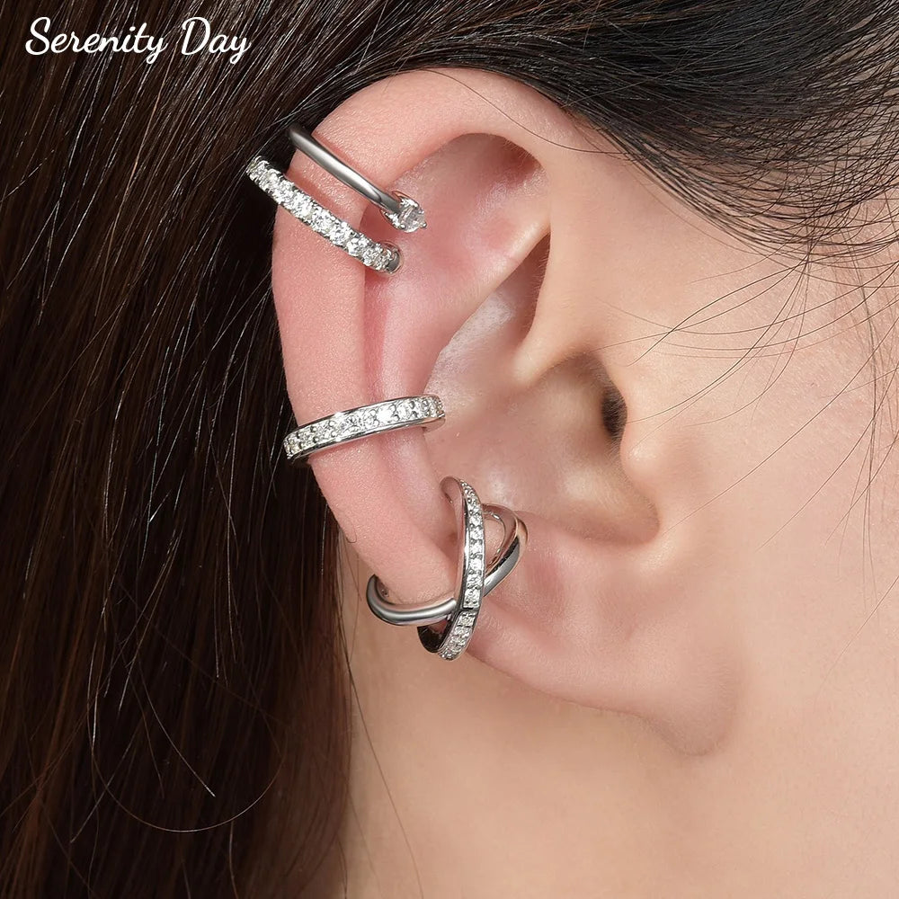 Eternal Brilliance: D Color Moissanite 18K Gold Plated Ear Clip