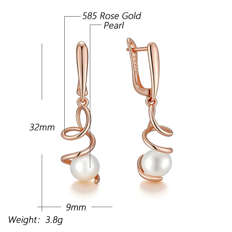Ethereal Heritage – Geometric Pearl Drop Earrings Gold 585