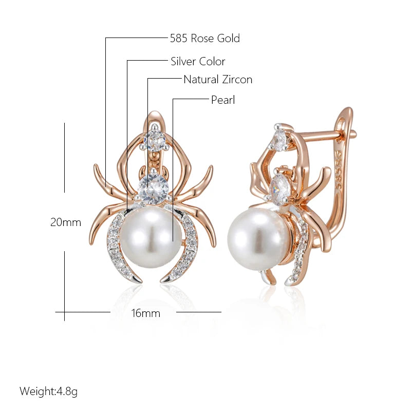 Earrings The Weaver’s Charm – Punk Spider & Pearl Drops