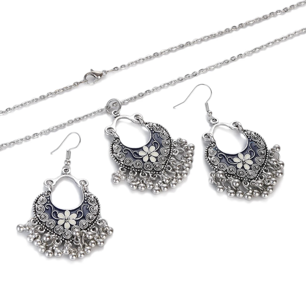 Ethnic Vintage Indian Jewelry Set with Tassel Details