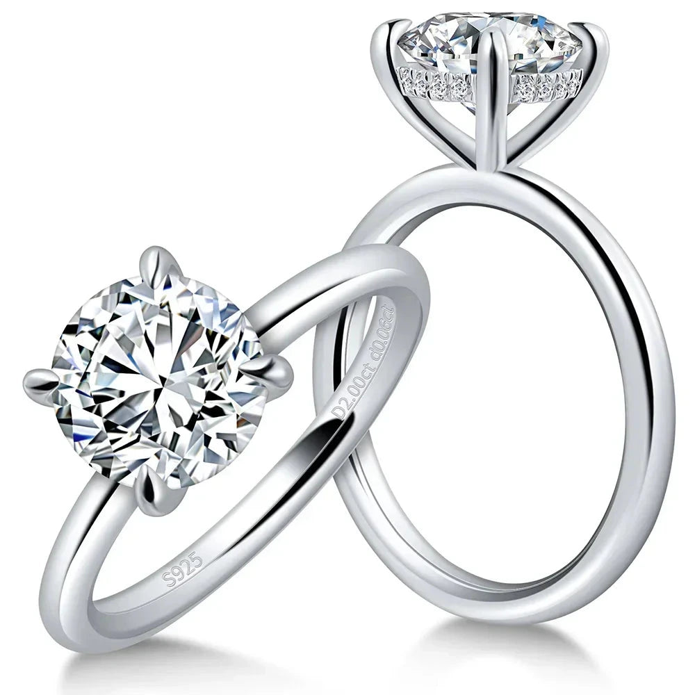 925 Sterling Silver 2.0ct Moissanite Solitaire Ring Eternal Brilliance