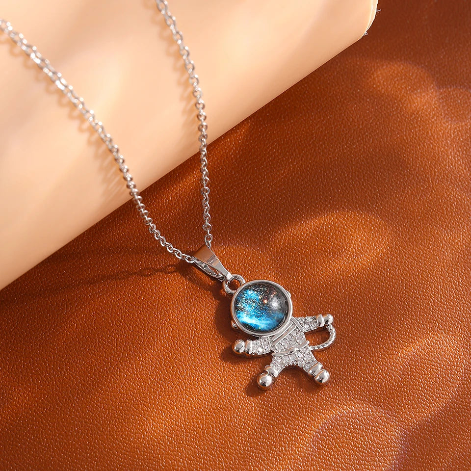 The Celestial Voyager Star and Moon Titanium Pendant Necklace