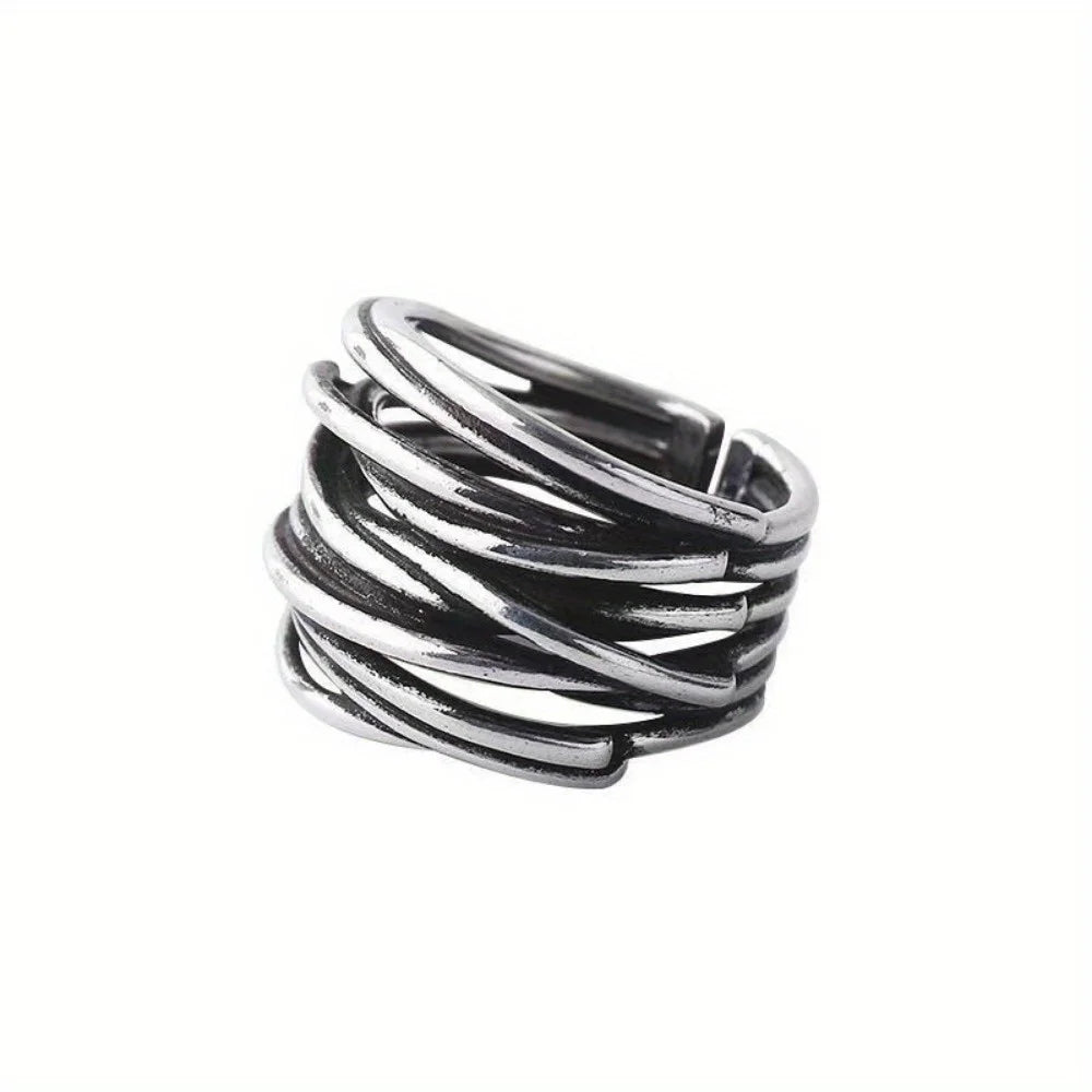 Open Adjustable Ring – Retro Multi-Layer Statement Design