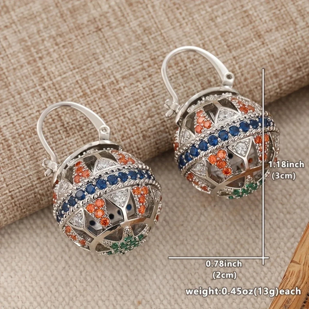 Earrings colorful spheres 14k gold plated A dance of light and joy.