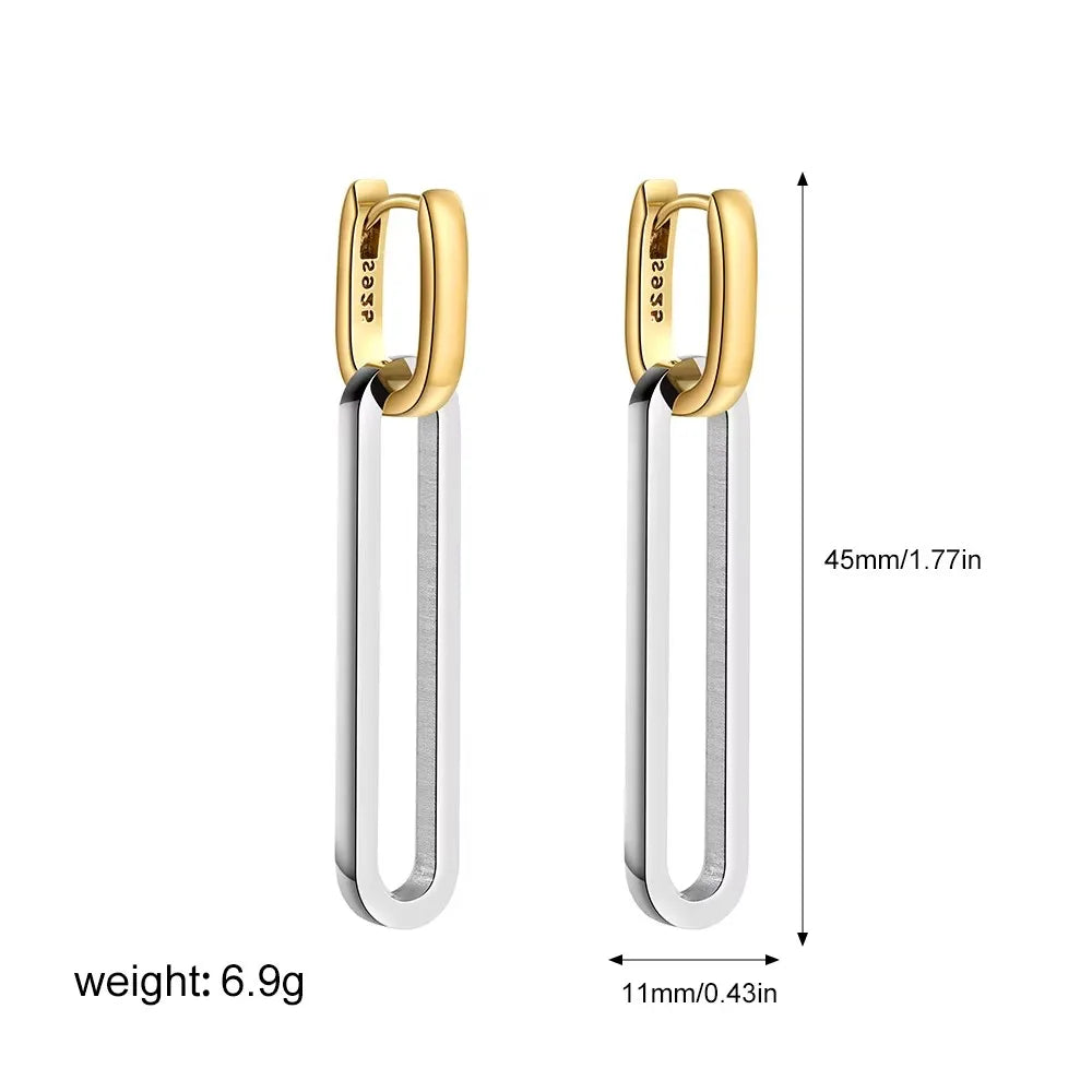 Modern Contrast: Bi-layer U-Shape Colorblocked Huggie Hoops