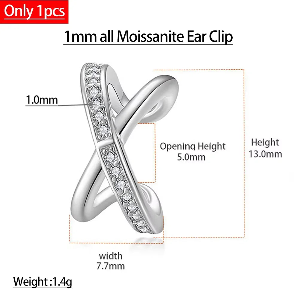 Eternal Brilliance: D Color Moissanite 18K Gold Plated Ear Clip