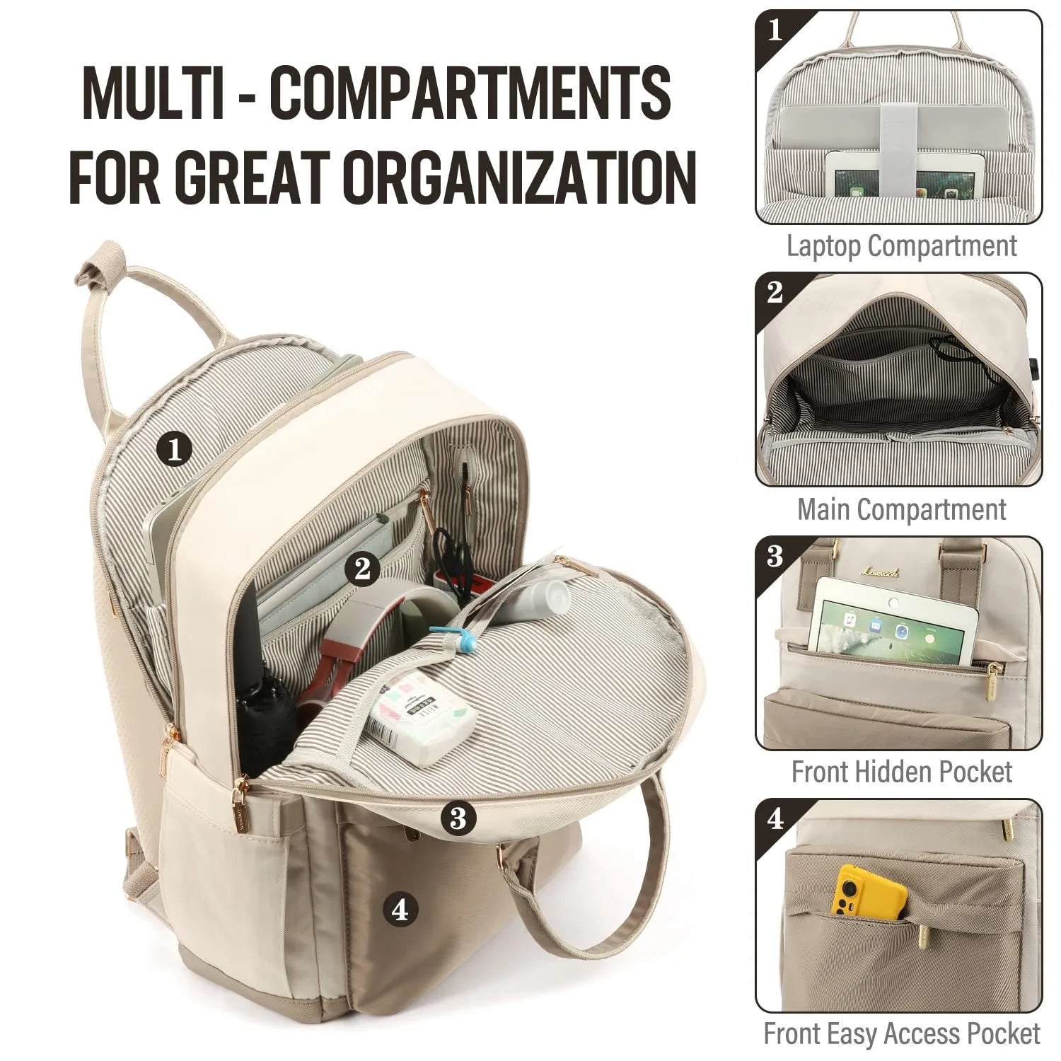 Waterproof Nylon Backpack with USB Port for 15.6” Laptop