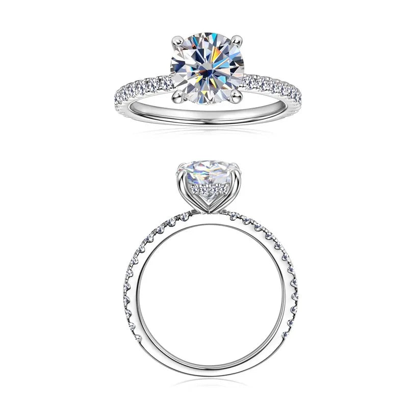 Moissanite solitaire ring 925 sterling silver plated 18k gold radiating love