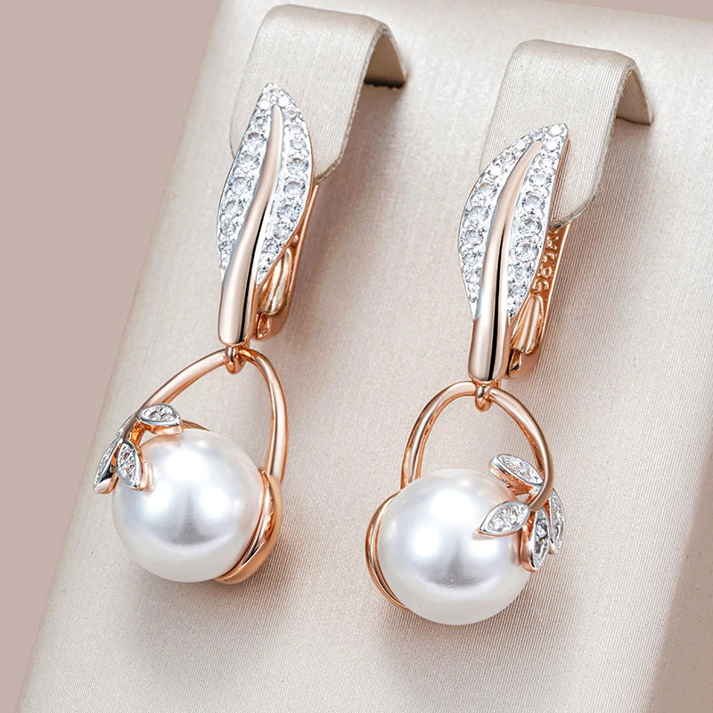 Bohemian Grace – Flower & Pearl Drops Earrings