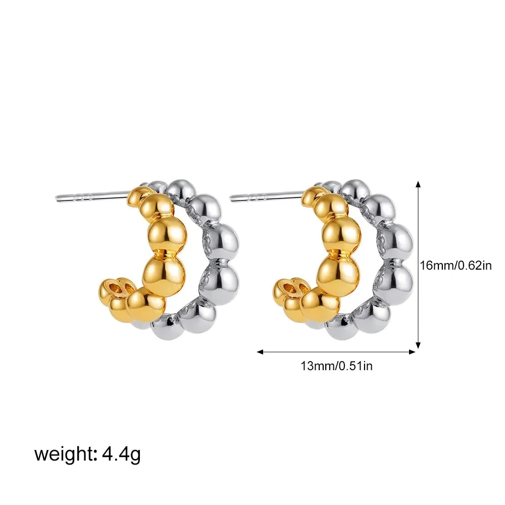 Modern Contrast: Bi-layer U-Shape Colorblocked Huggie Hoops