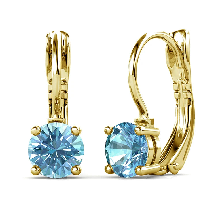 Crystalline Purity: Yolora Round Cut Swarovski Drop Earrings