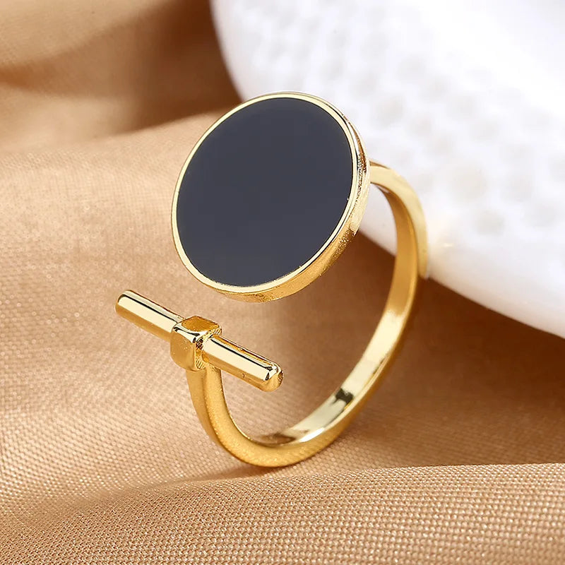 Modern Women’s Statement - Geometric Open Ring with Disc