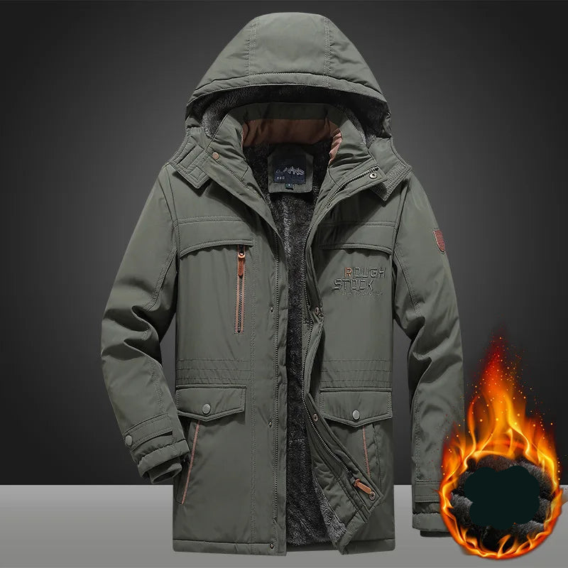 Men’s Waterproof Hooded Jacket Mid-Length Oversized Winter
