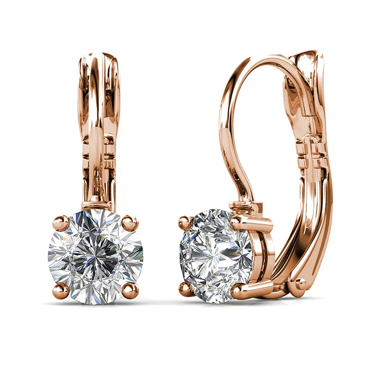 Crystalline Purity: Yolora Round Cut Swarovski Drop Earrings