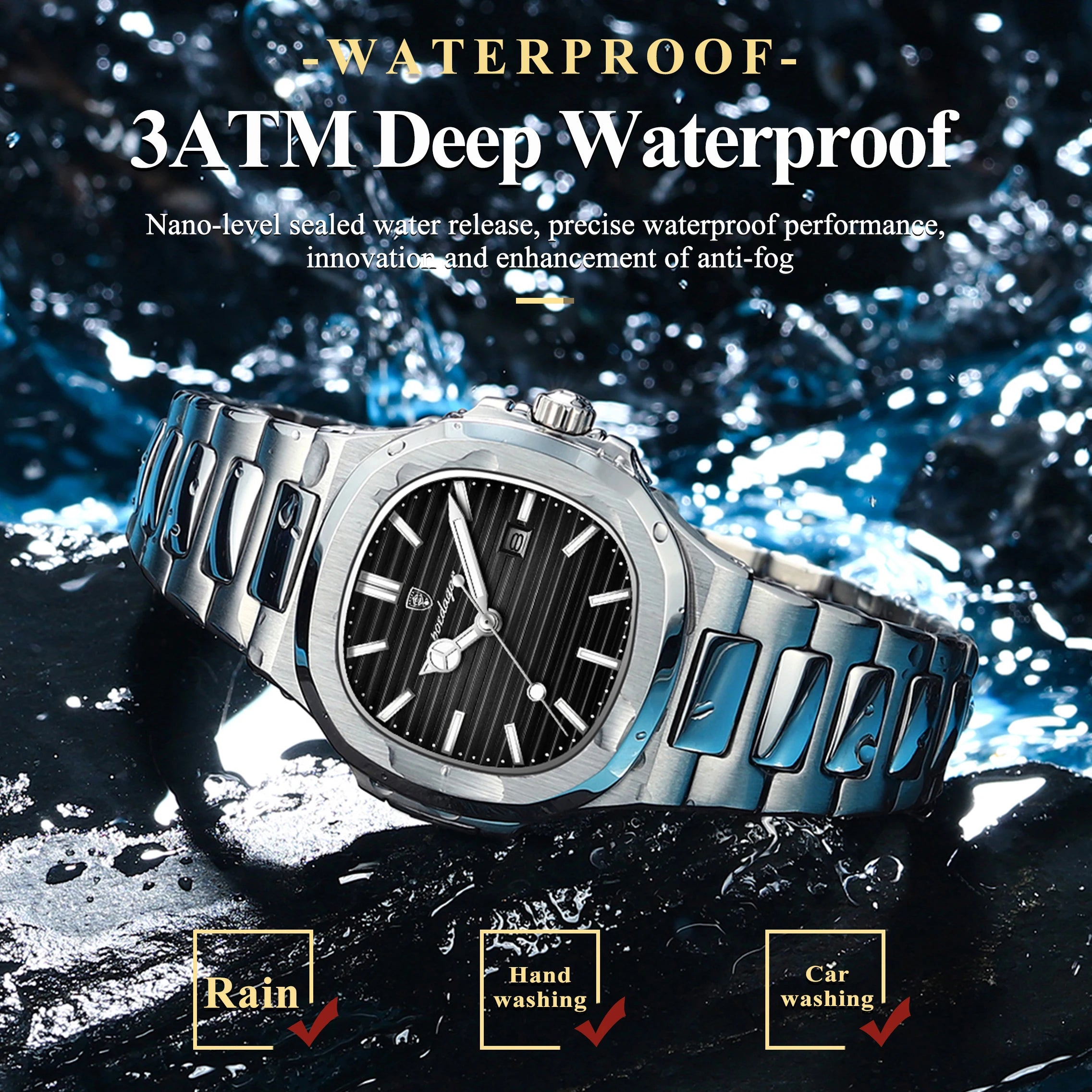 Midnight Grace Sculpted Square Ladies Watch