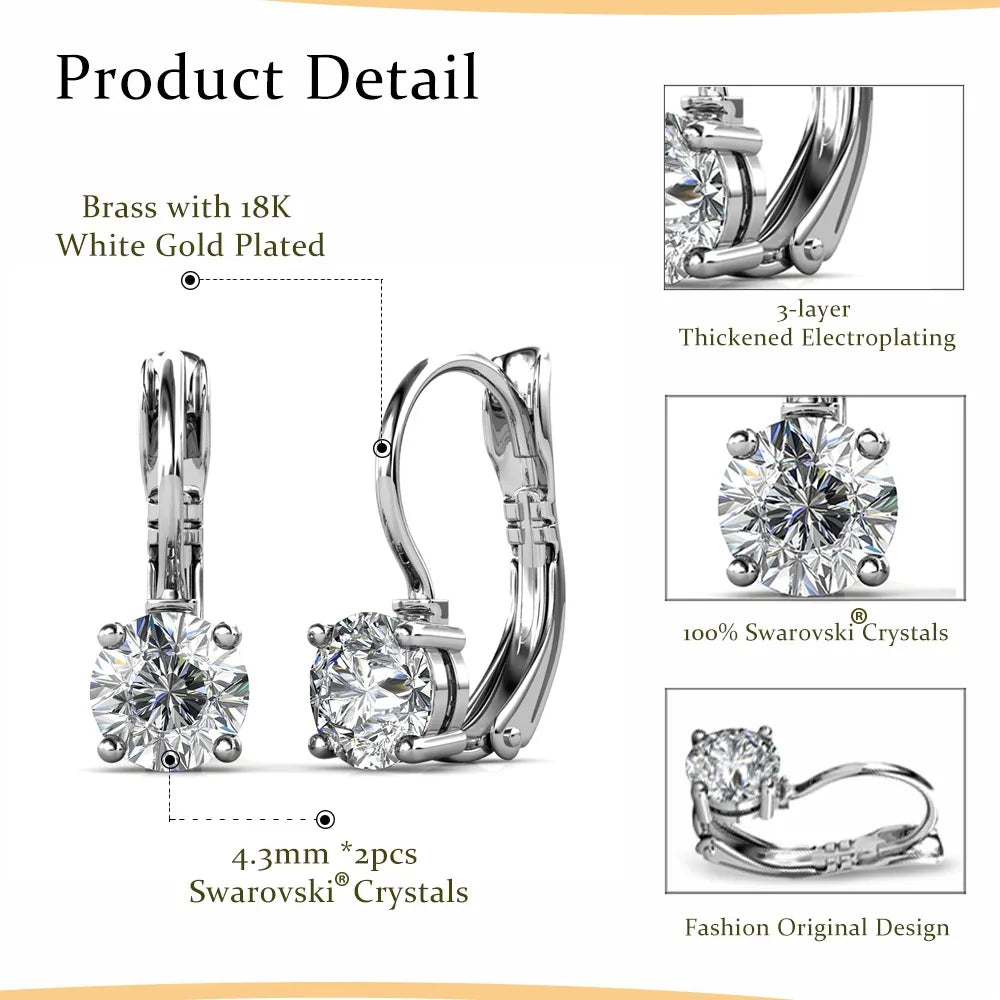 Crystalline Purity: Yolora Round Cut Swarovski Drop Earrings