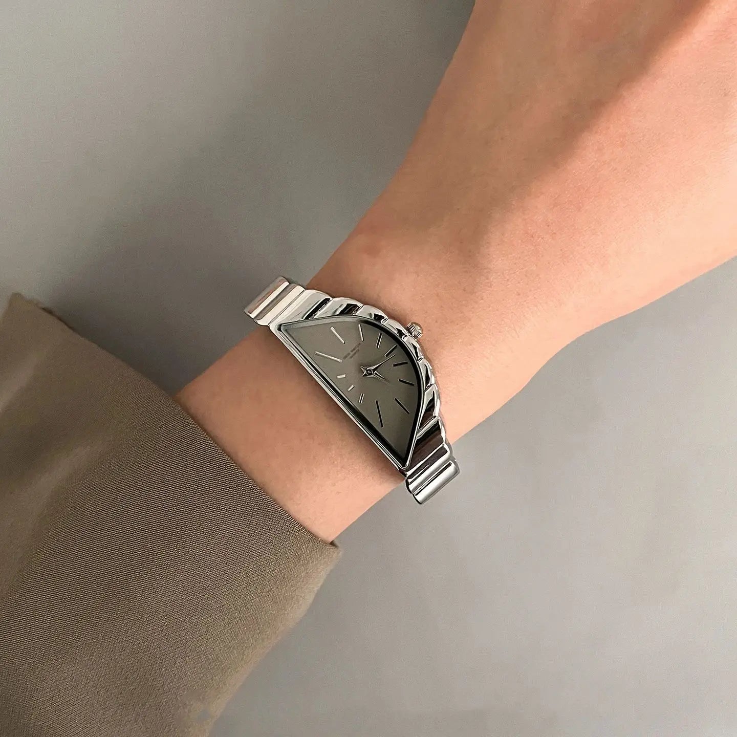 Lunar Mystique: Creative Half-Moon Stainless Steel Watch