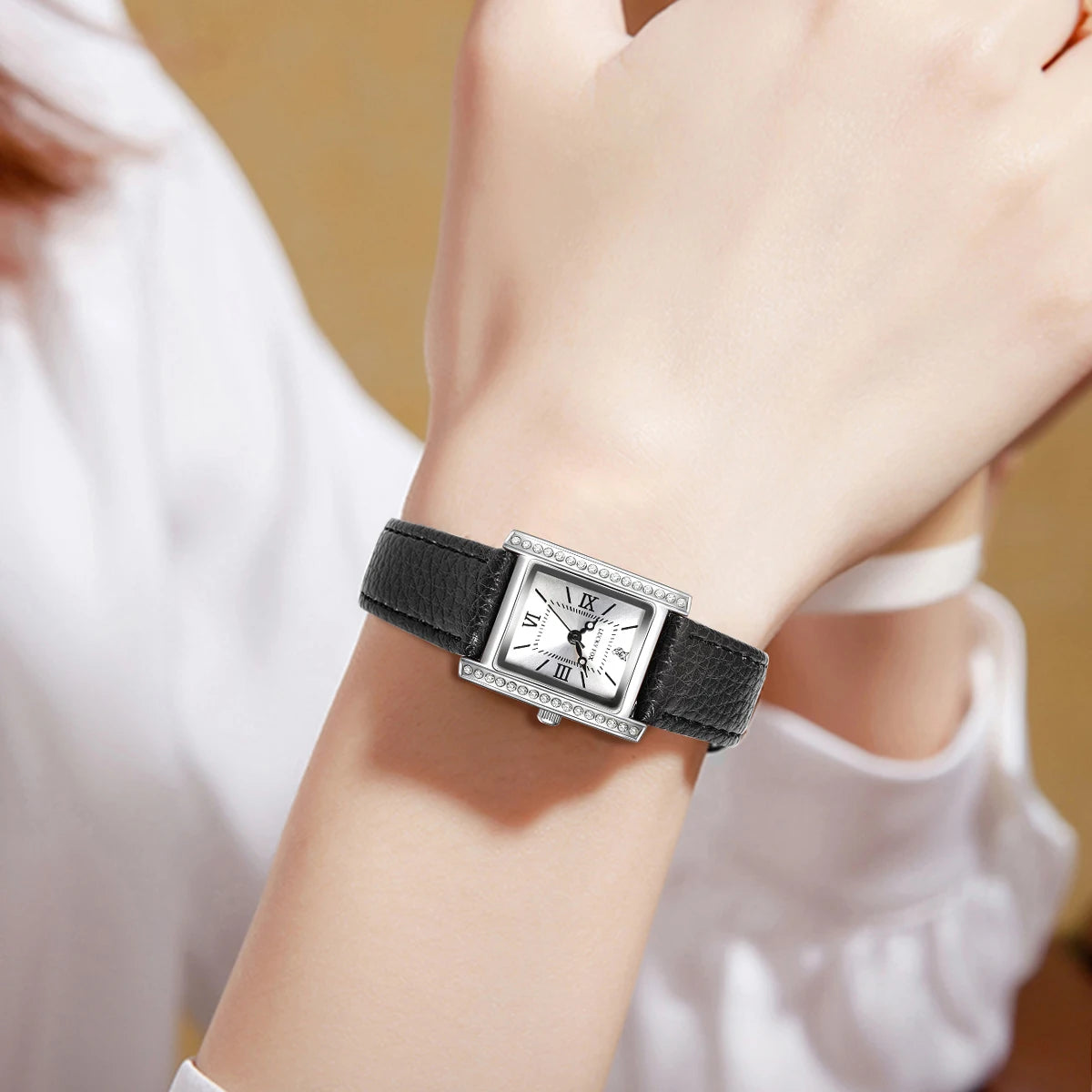 Regal Radiance Diamond-Accent Rectangle Quartz Watch