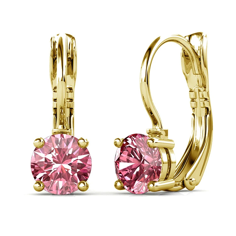 Crystalline Purity: Yolora Round Cut Swarovski Drop Earrings