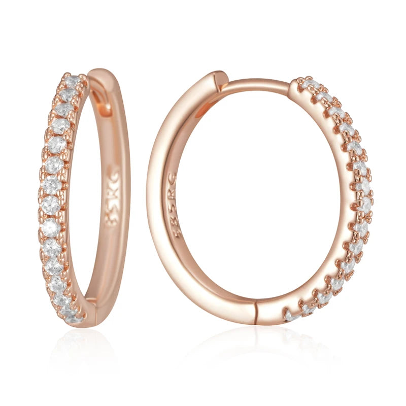 Earring – Rose Gold Hoop Zircon Statement