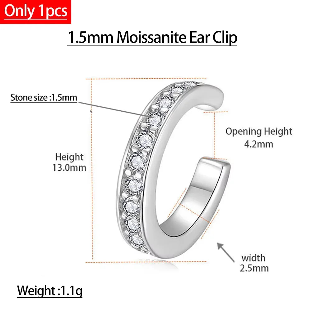 Eternal Brilliance: D Color Moissanite 18K Gold Plated Ear Clip