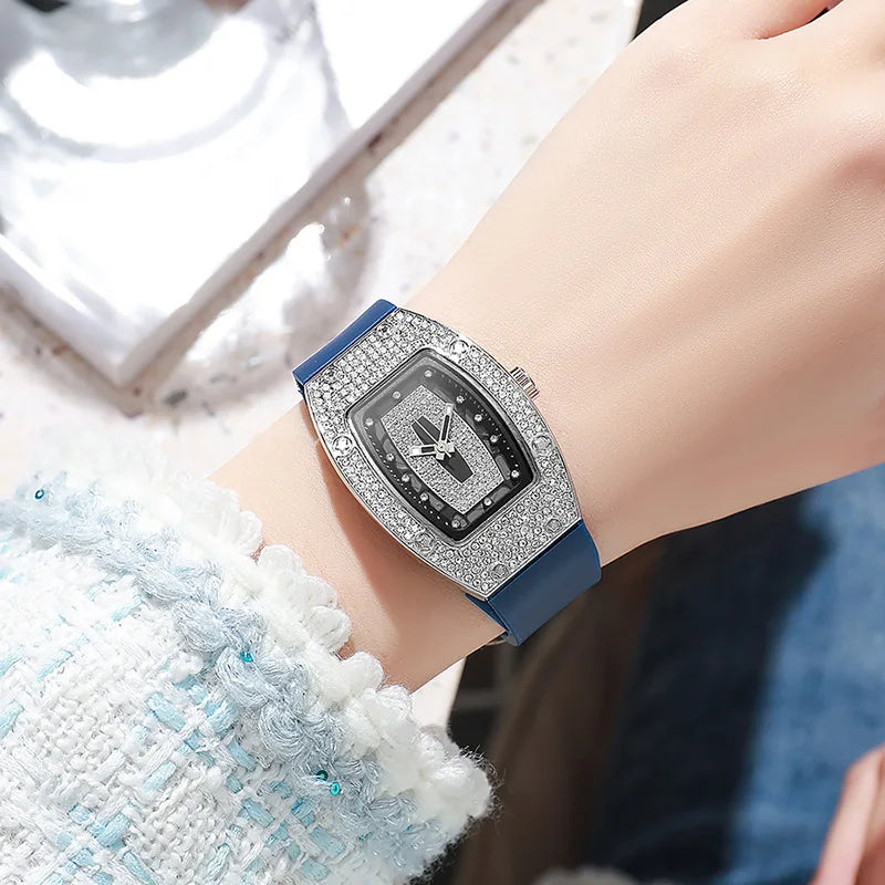 Contemporary Sparkle: Tonneau Crystal Jelly Watch