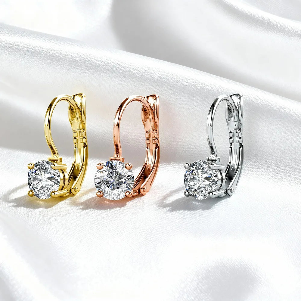 Crystalline Purity: Yolora Round Cut Swarovski Drop Earrings