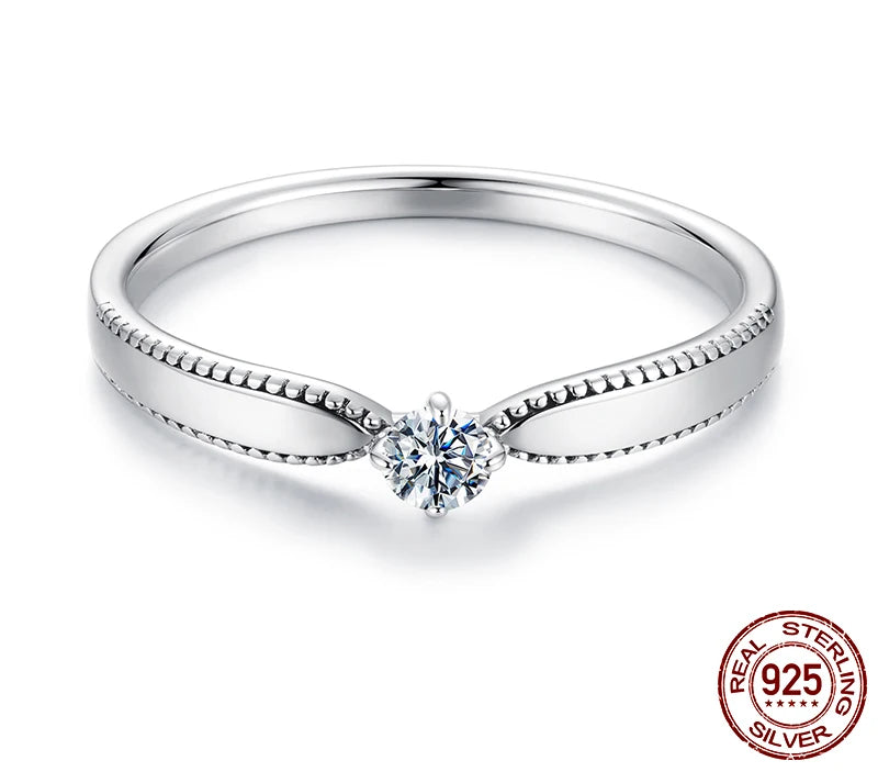 The Exquisite Moissanite Solitaire Band in Pure Sterling Silver