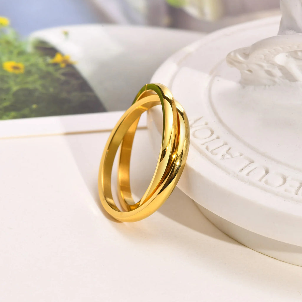 Thin Interlocking Rolling Ring Minimalist Infinity Design Women